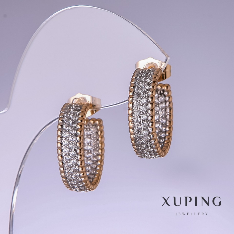 

Серьги Xuping с белыми стразами 19х6мм позолота 18к, ida26796