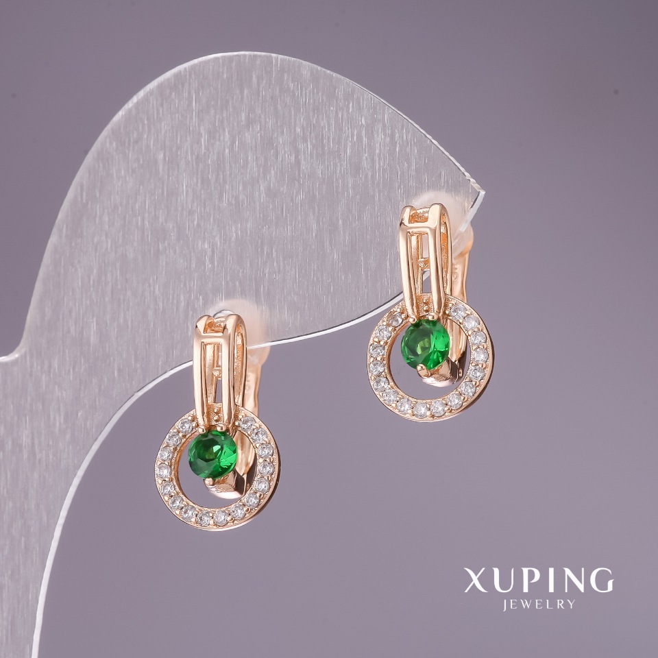 

Серьги Xuping с зелеными камнями 18х10мм позолота 18к, ida29542