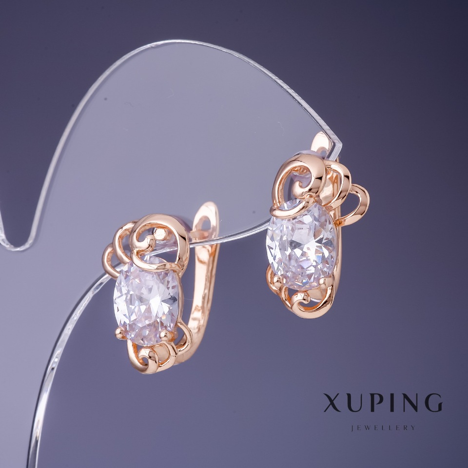 

Серьги Xuping с белыми камнями 18х12мм "позолота 18К", ida25501
