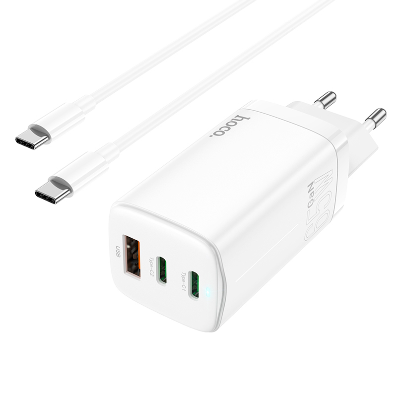 

СЗУ 1USB 2Type-C Hoco N16 65W 3A + Cable Type-C-Type-C White