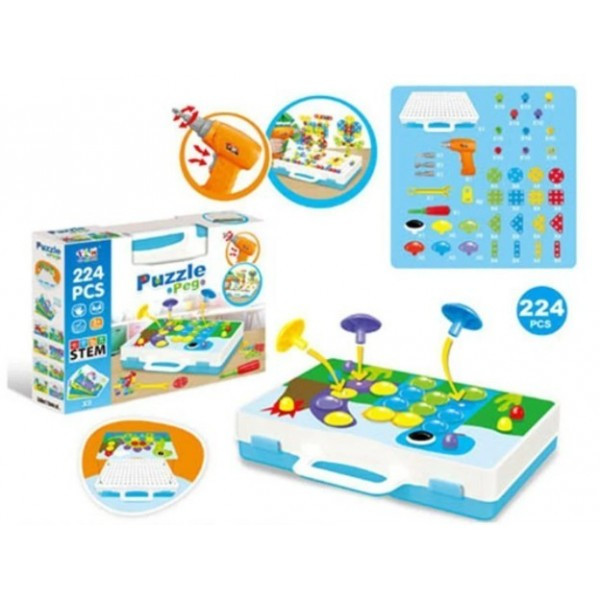 

Розвиваючий конструктор на 224 деталі Tu Le Hui "Puzzle Peg" чемодан TLH-29