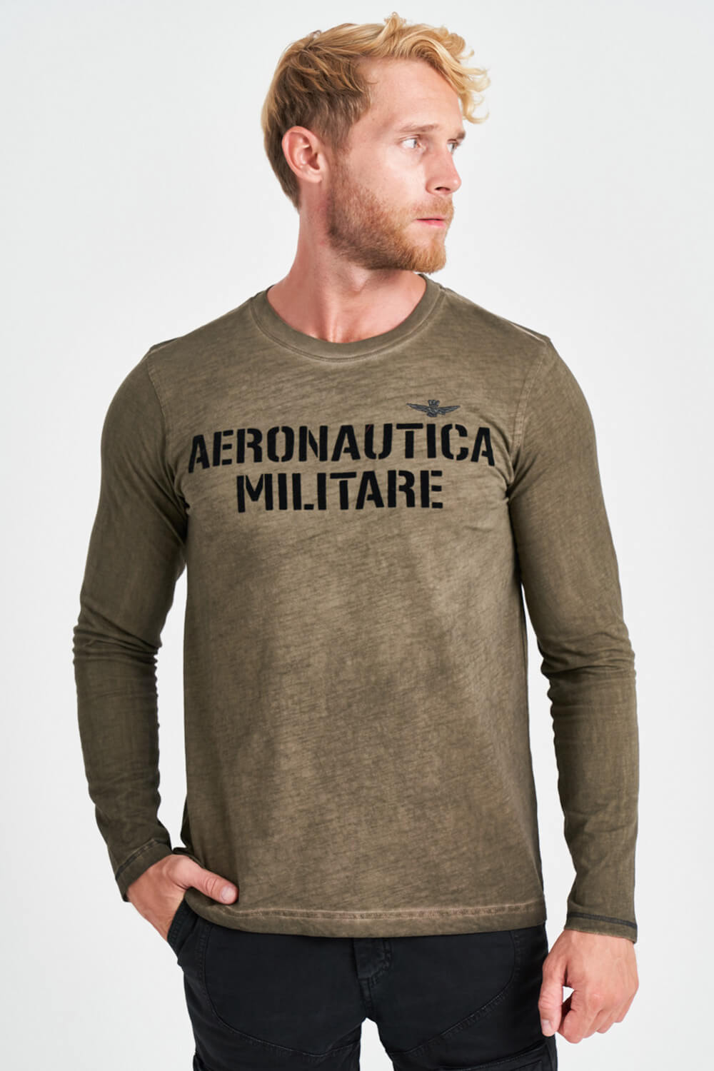 

Хлопковый мужской лонгслив Aeronautica Militare 4365 M