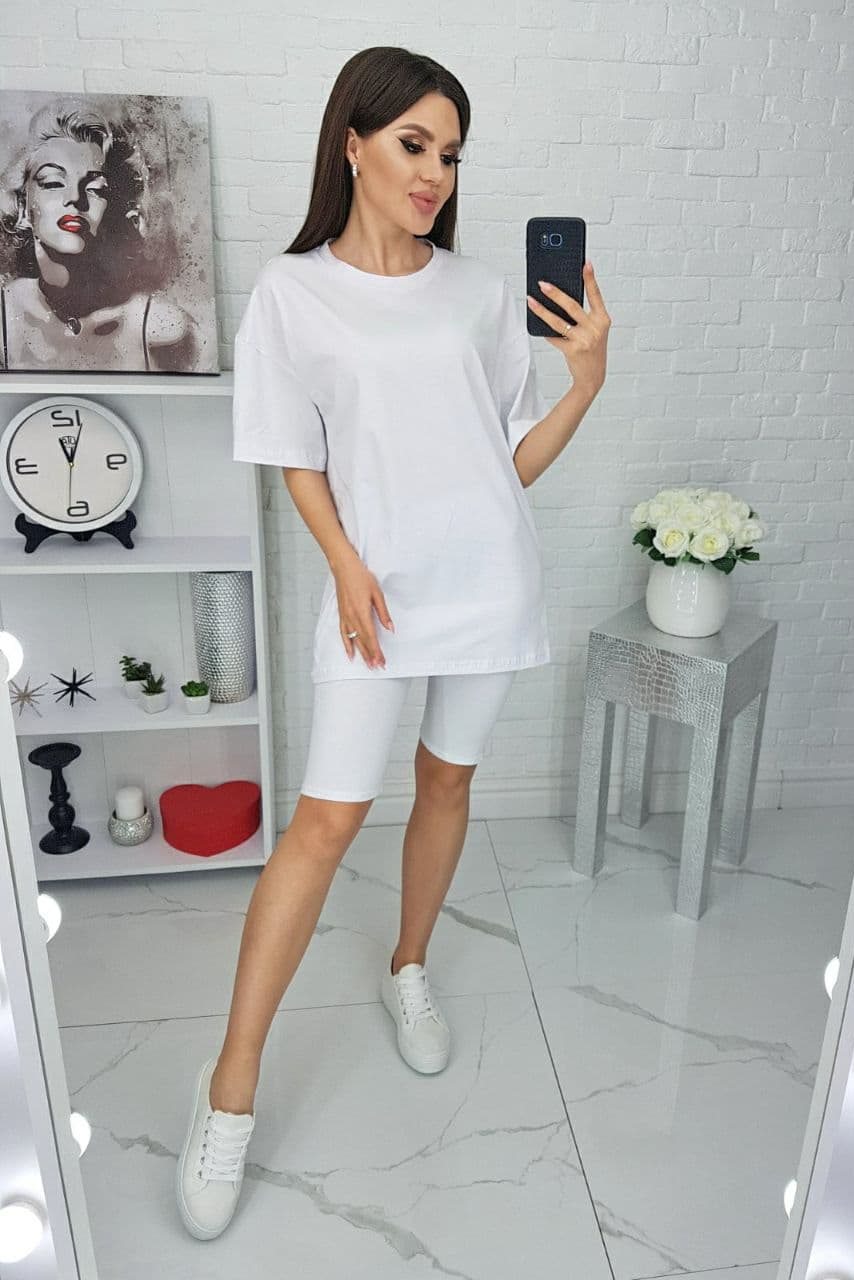 

Комплект з подовженої футболки і велосипедок Фасон 31628_48-50 48-50