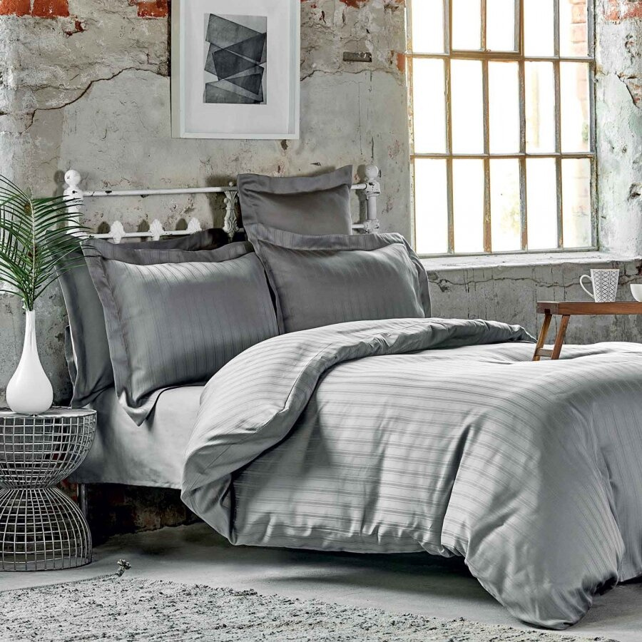 

Постельное белье Karaca Home Charm bold gri Евро турция, сатин