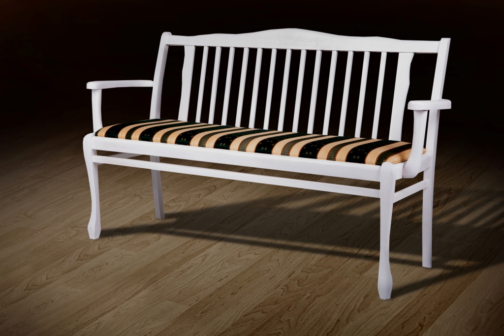 

Банкетка со спинкой в прихожую/гостиную из дерева и ткани Jakard Poliester 5/1 Версаль Микс Мебель Белый