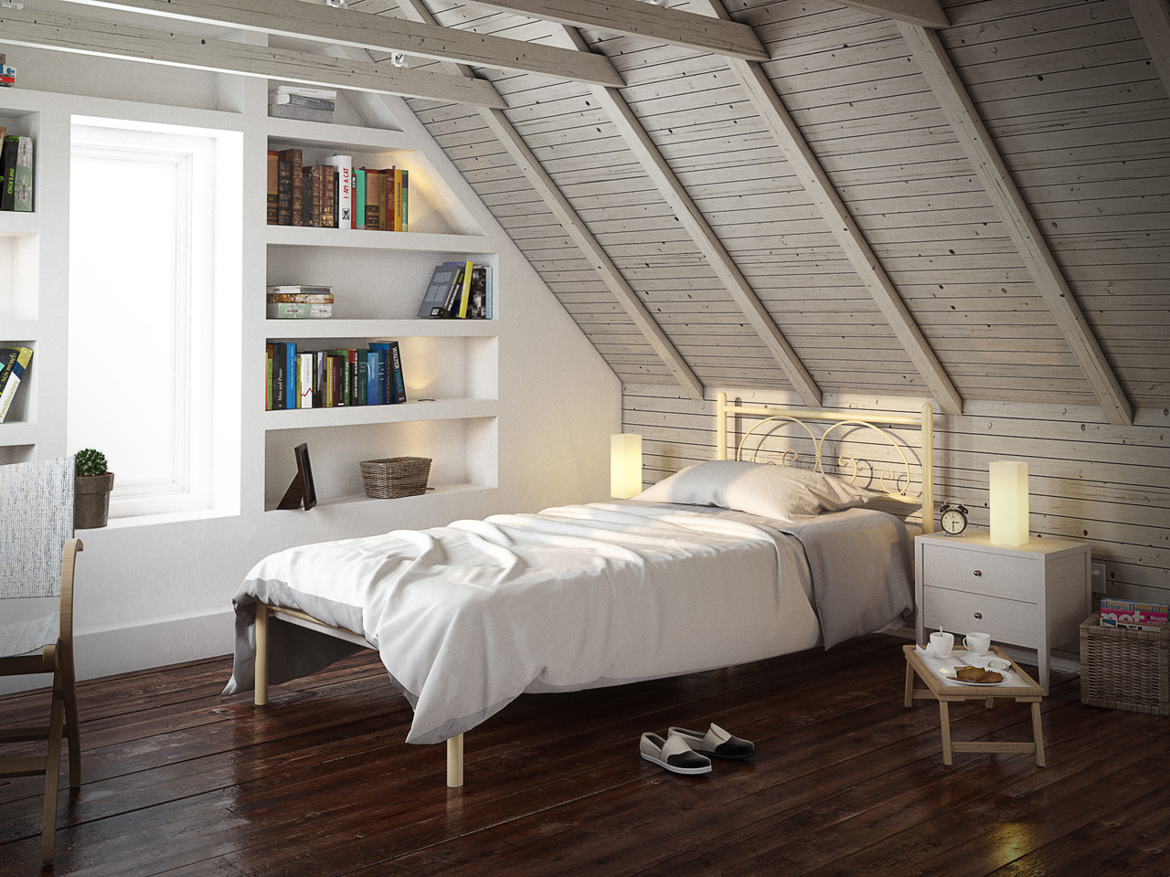 

Кровать односпальная металлическая 80*190 Иберис (Мини) бежевый Tenero без матраса