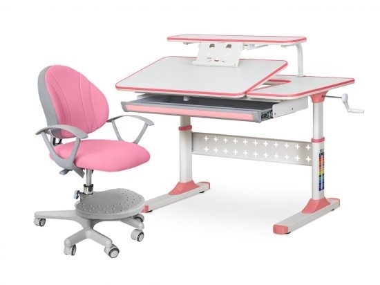 

Комплект парта и кресло Ergokids TH-320 + Mio обивка розовая / накладки на ножках розовые TH-320 W/PN + Y-407 KP
