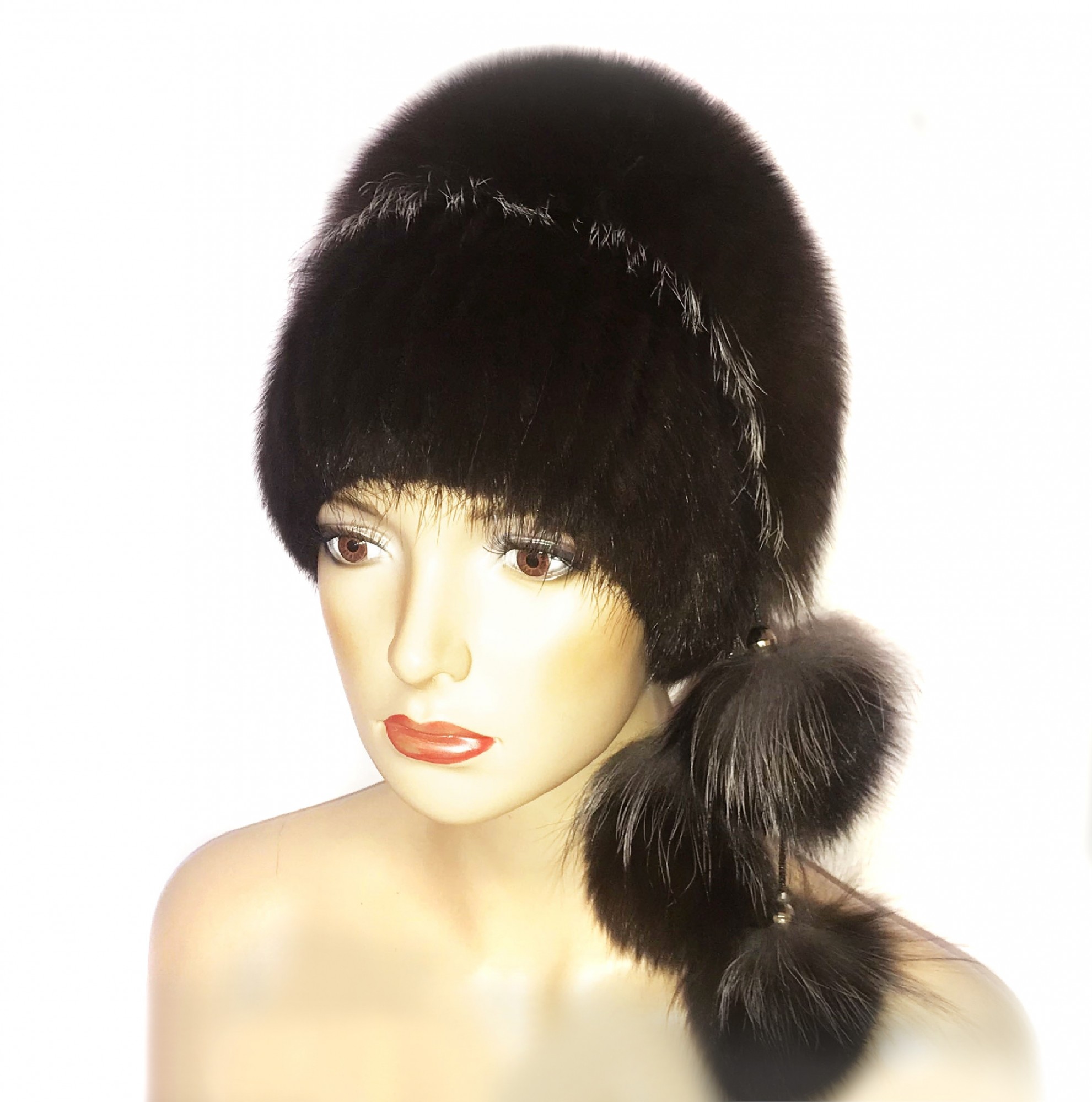 

Меховая шапка из ондатры и песца BARS "Гламур" 55-59 коричневая