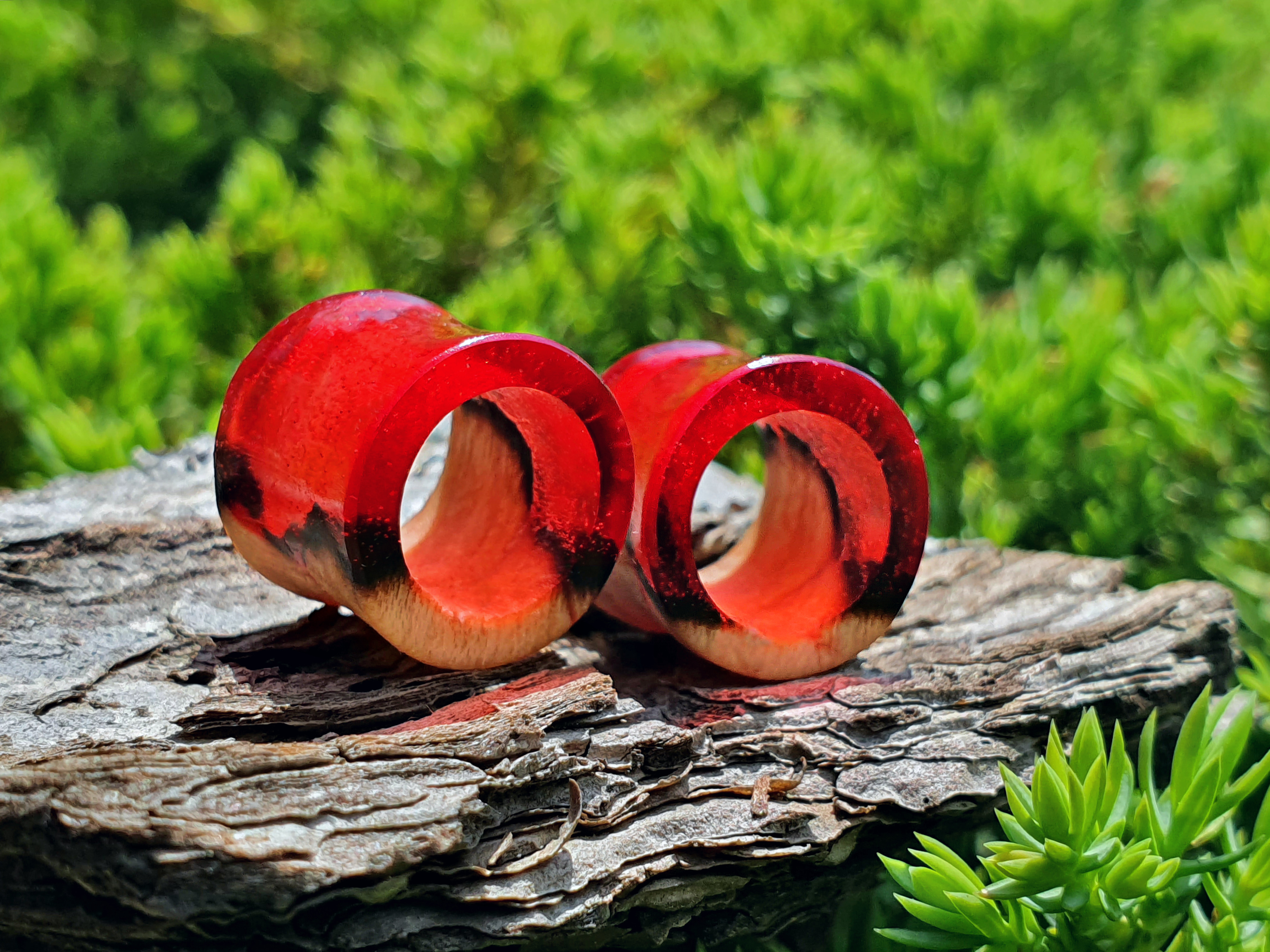 

Серьги плаги WoodWork TUNNEL Red Burn 56 мм Деревянные