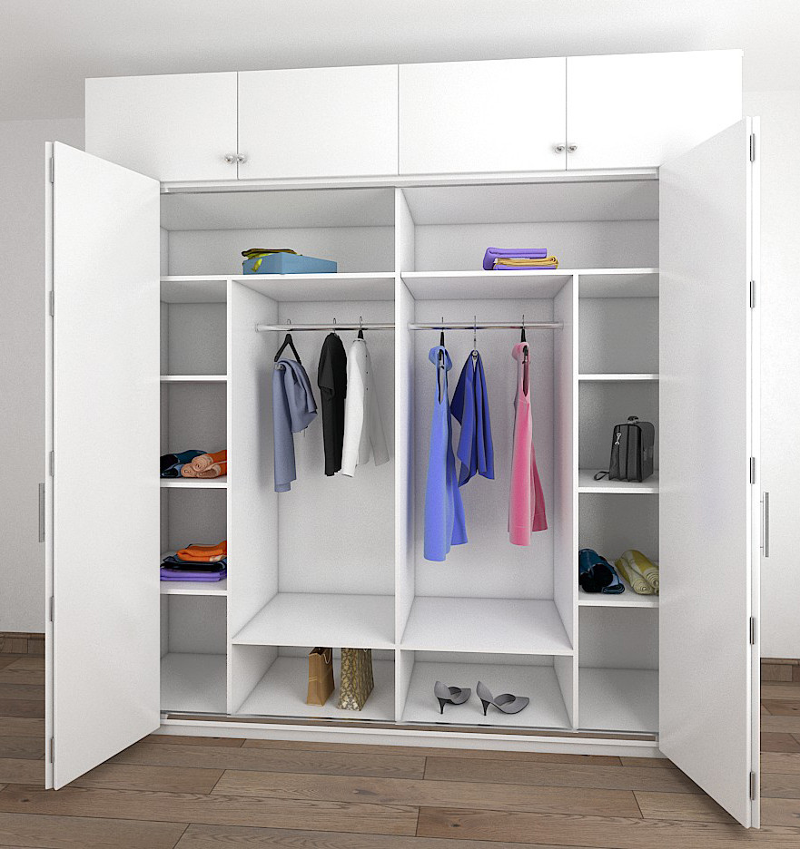 

Шкаф купе со складными дверями из ДСП Тавол Винг 3СКЛ2А с антресолью 1800х600х2500 Белый