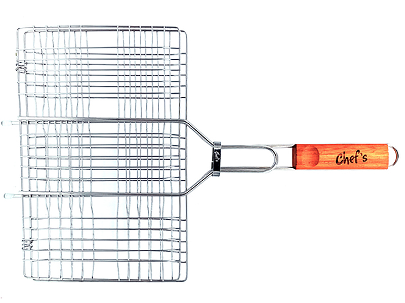 

Решетка - гриль ТМ Chefs Stainless из нержавеющей стали с деревянной ручкой 50(+3)x34x22 см (biz_CBT190001S)