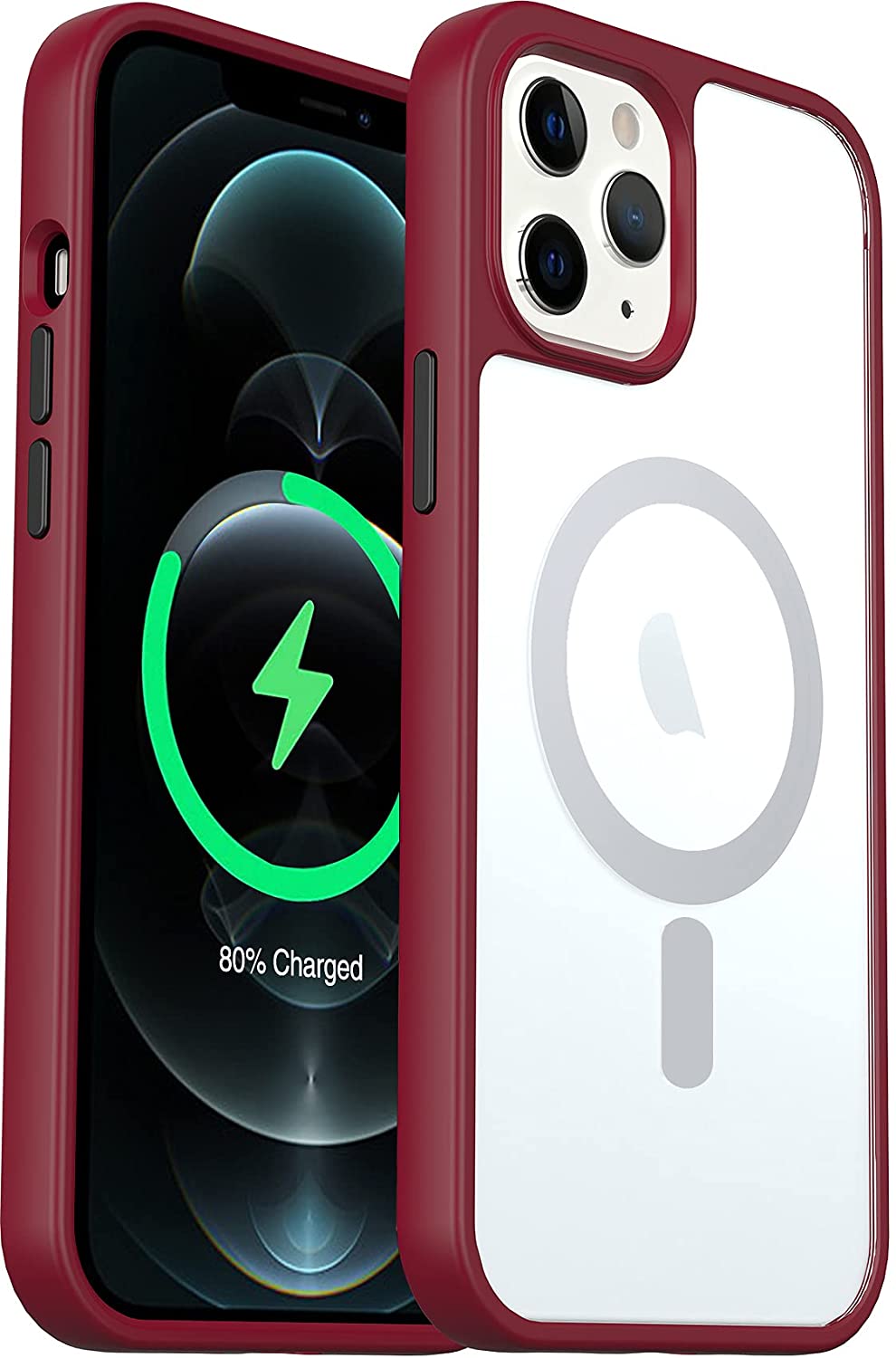 

Матовый противоударный чехол с MagSafe STR Shadow Matte Case with MagSafe (PC+TPU) iPhone 12/12 Pro - Red STR