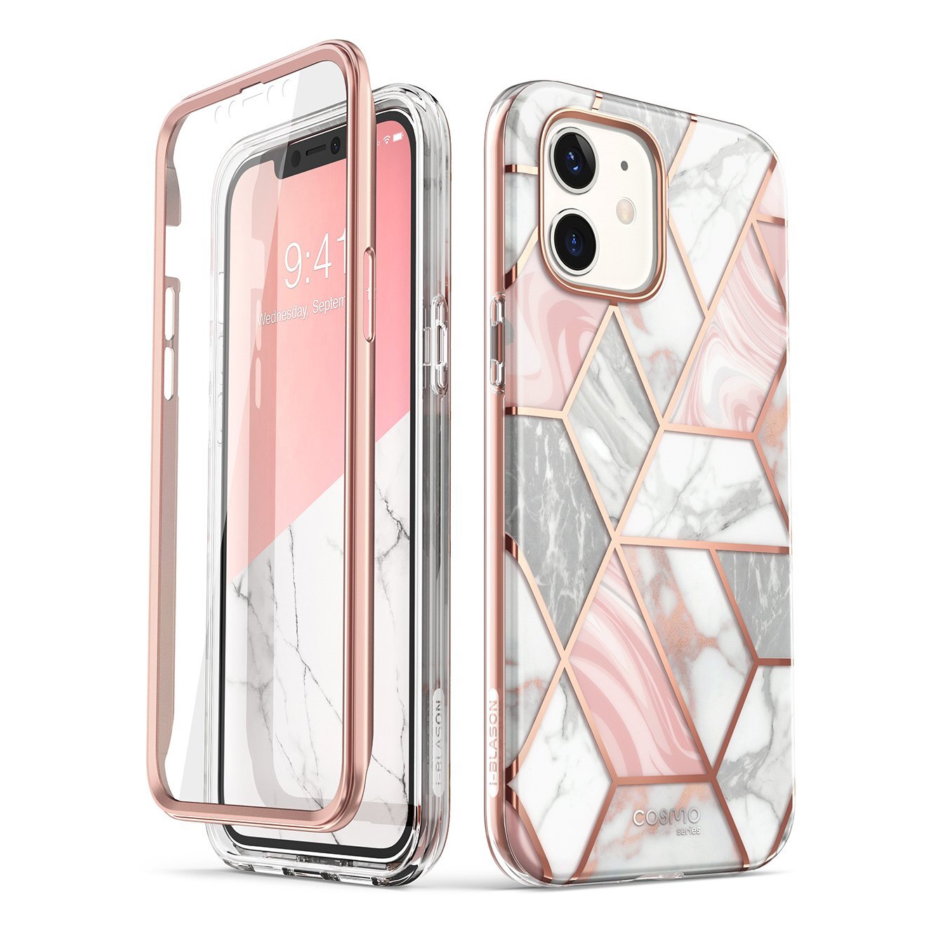 

Противоударный чехол с защитным стеклом i-Blason [Cosmo Series] Case for iPhone 12 / 12 Pro 6.1 - Marble i-Blason