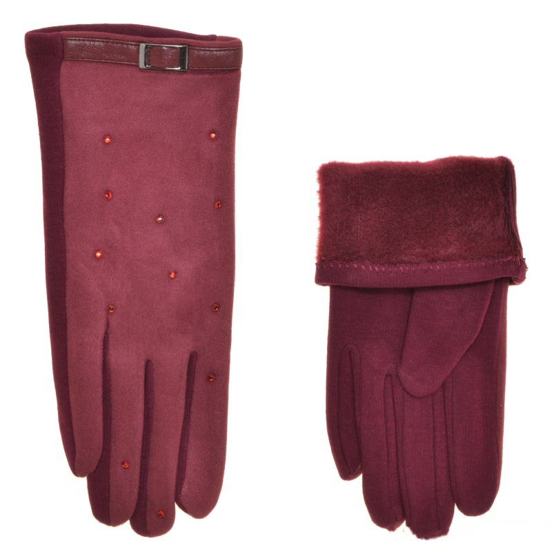 

Перчатки женские иск.замш/хлопок и хлопок, подкладка плюш, цвет бордовый, размер 7,5, pov28902