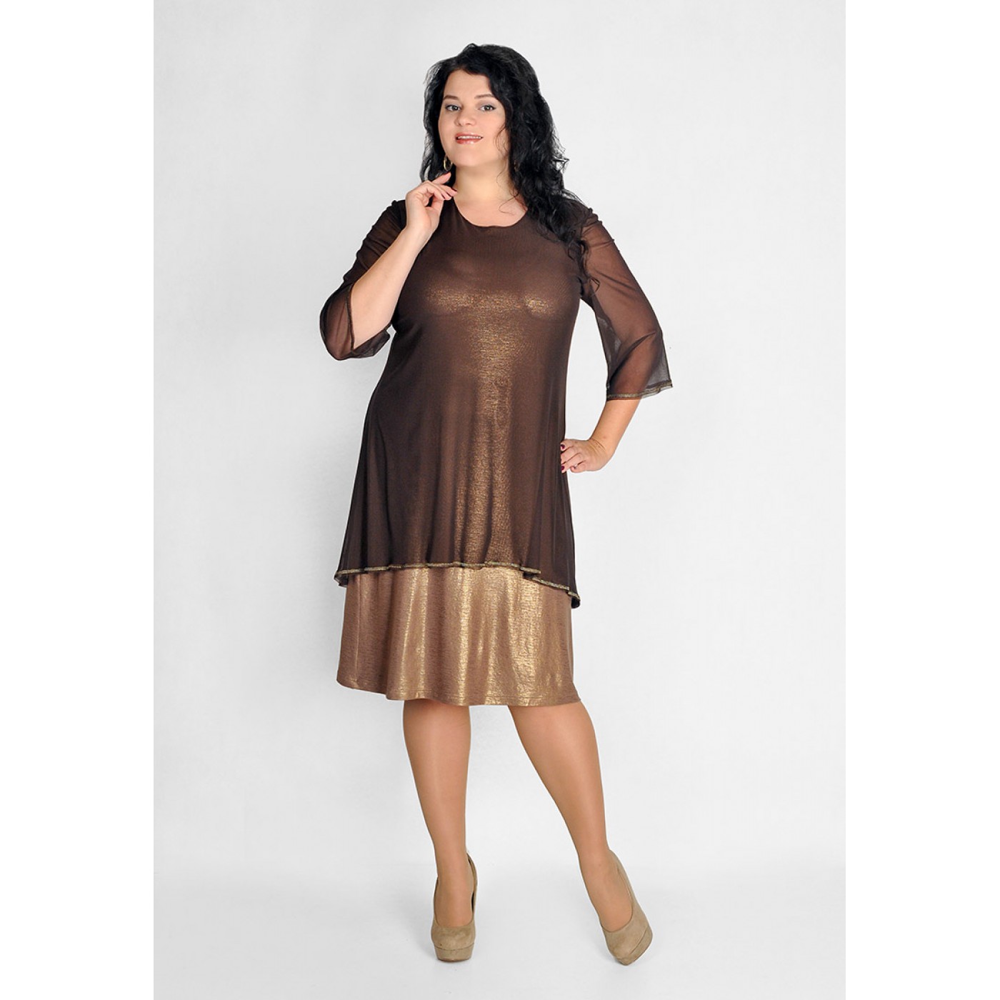 

Платье с туникой Lila 52671, Размер XXL, Цвет коричневый