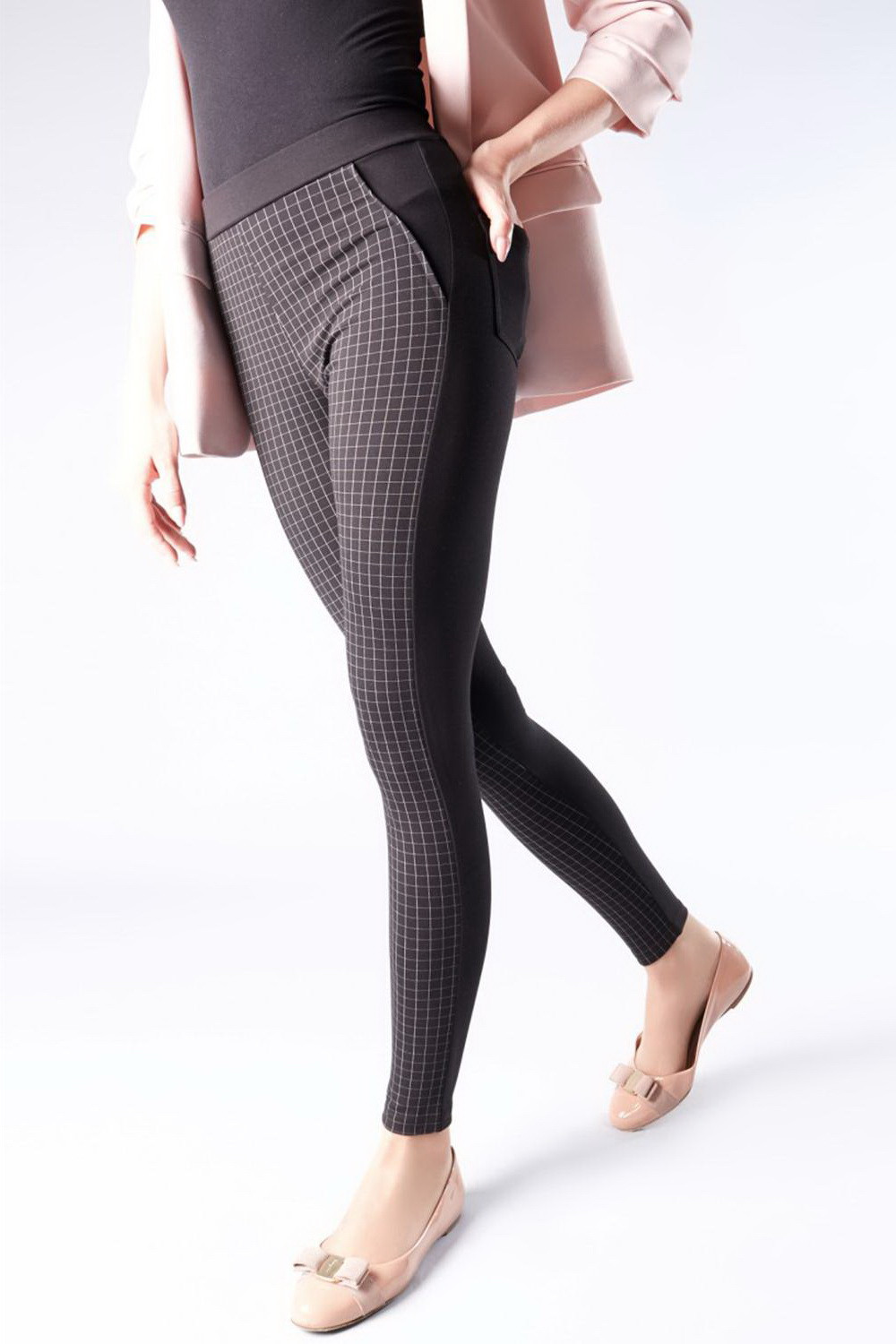 

Леггинсы в клеточку Giulia Leggy plaid 01 L Черно-белые