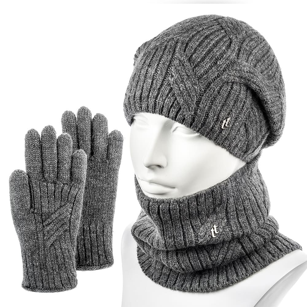 

Комплект женский (шапка+снуд+перчатки) Hattson SHH-75 One Size Гранит