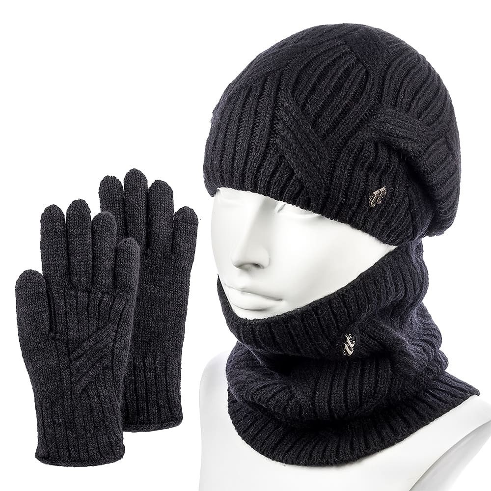 

Комплект женский (шапка+снуд+перчатки) Hattson SHH-75 One Size Чёрный
