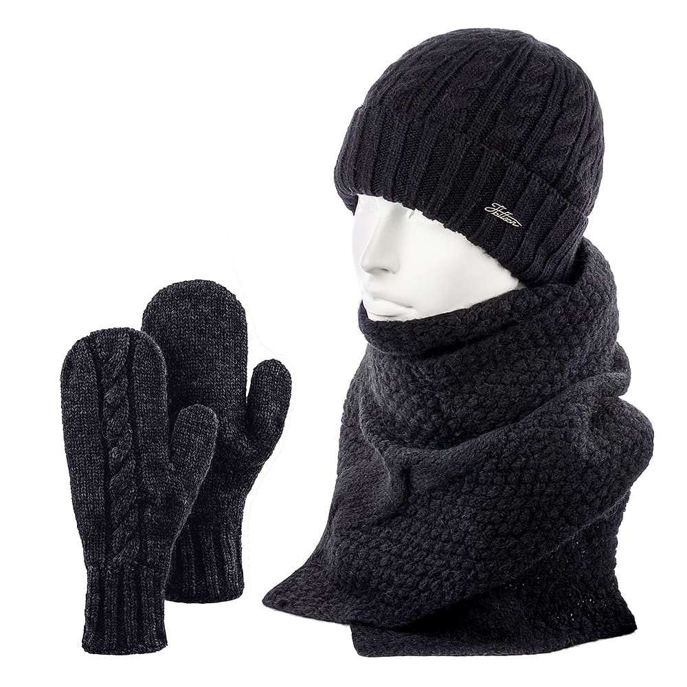 

Комплект женский (шапка+шарф+варежки) Hattson SHH-04 One Size Чёрный