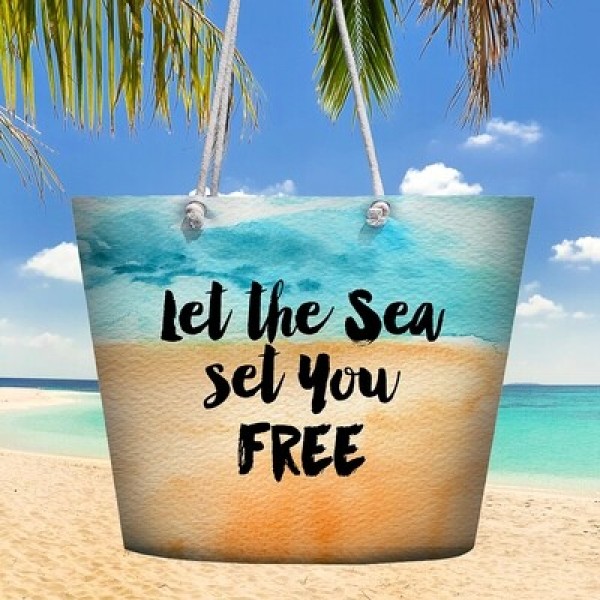 

Сумка пляжная с принтом "Let the sea set you free" Malibu сумка для пляжа с разноцветным принтом и застежкой молнией