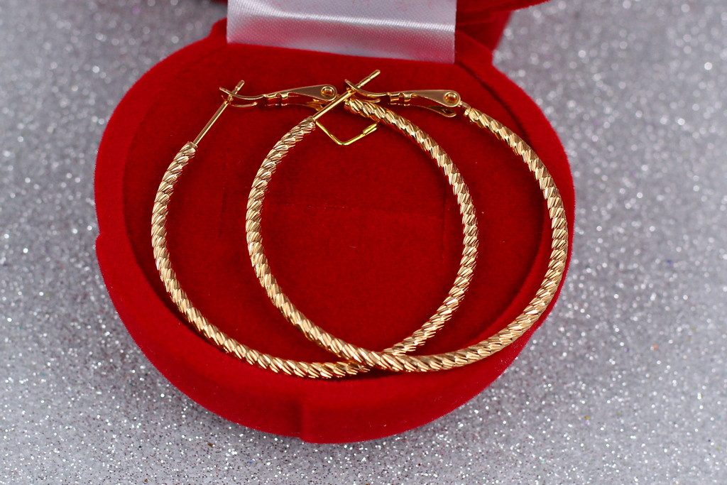 

Серьги кольца Xuping Jewelry граненые 4 см золотистые
