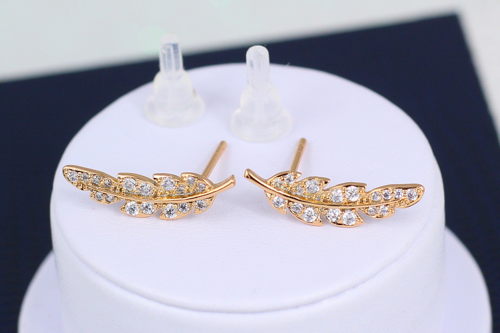 

Серьги гвоздики Xuping Jewelry листики 2 см золотистые