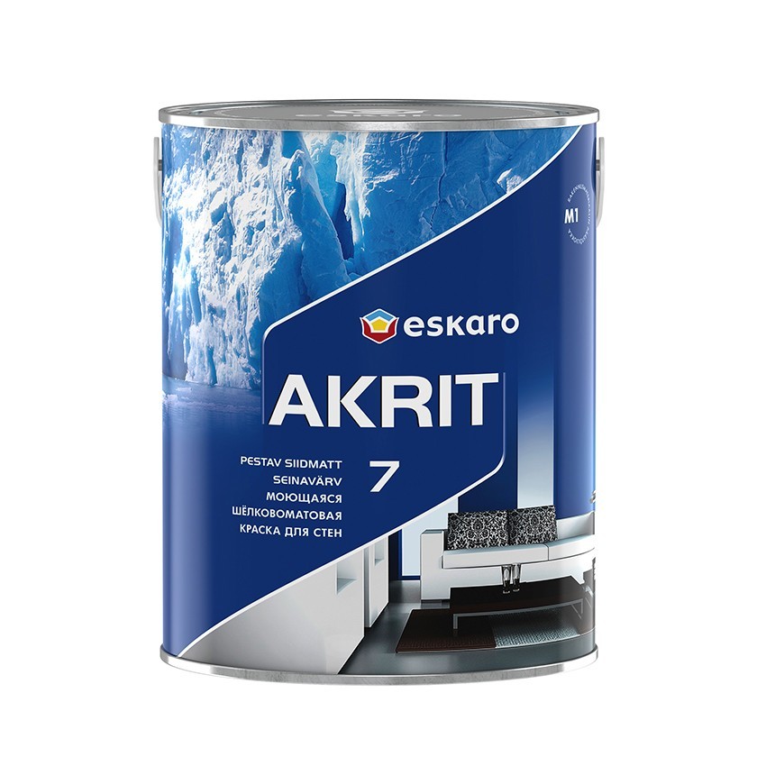 

Моющаяся шёлковоматовая акрилатная краска для стен Eskaro Akrit 7 2.85 л