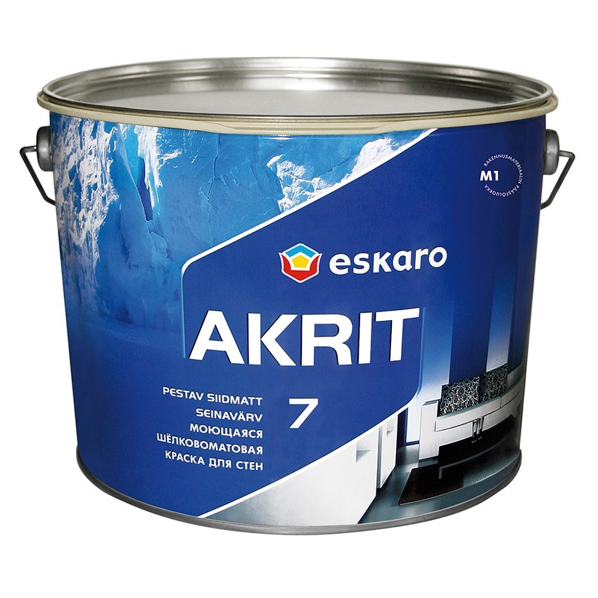 

Моющаяся шёлковоматовая акрилатная краска для стен Eskaro Akrit 7 4.75 л