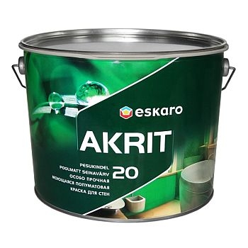 

Особо прочная моющаяся полуматовая краска для стен Eskaro Akrit 20 9.5 л