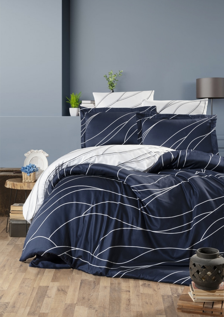 

Комплект постельного белья First Choice Satin Mesi Navy Blue 200х220