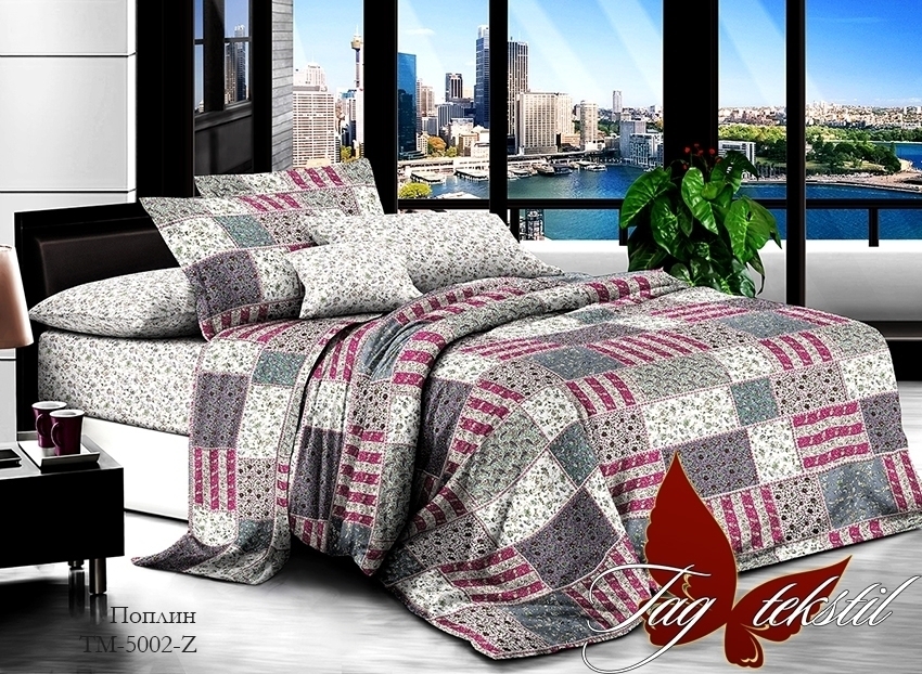 

Комплект постельного белья евро Поплин с компаньоном TM-5002Z