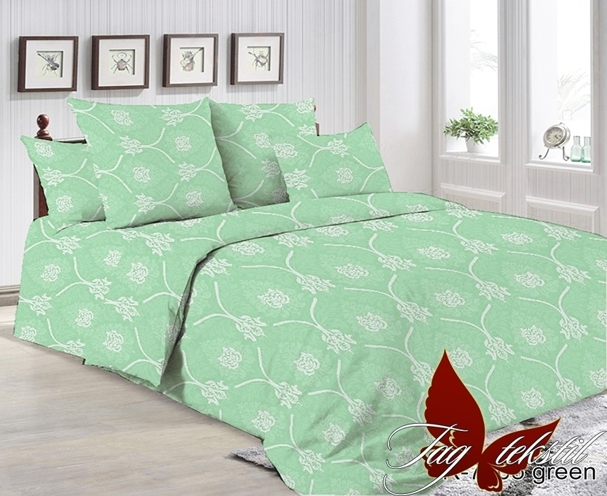

Комплект постельного белья двуспальный евро Ренфорс 215x240 см R7005 green