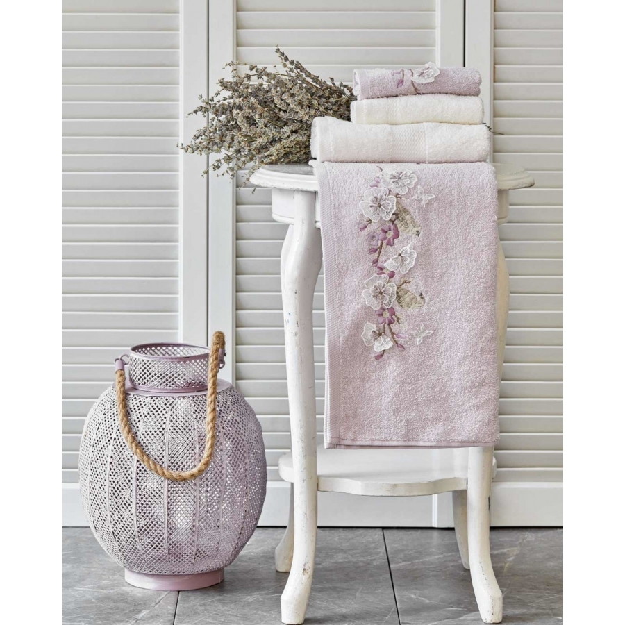 

Набор полотенец Karaca Home Lucy lila offwhite 4шт. 30х50+50х90 см Лиловый турция, хлопок