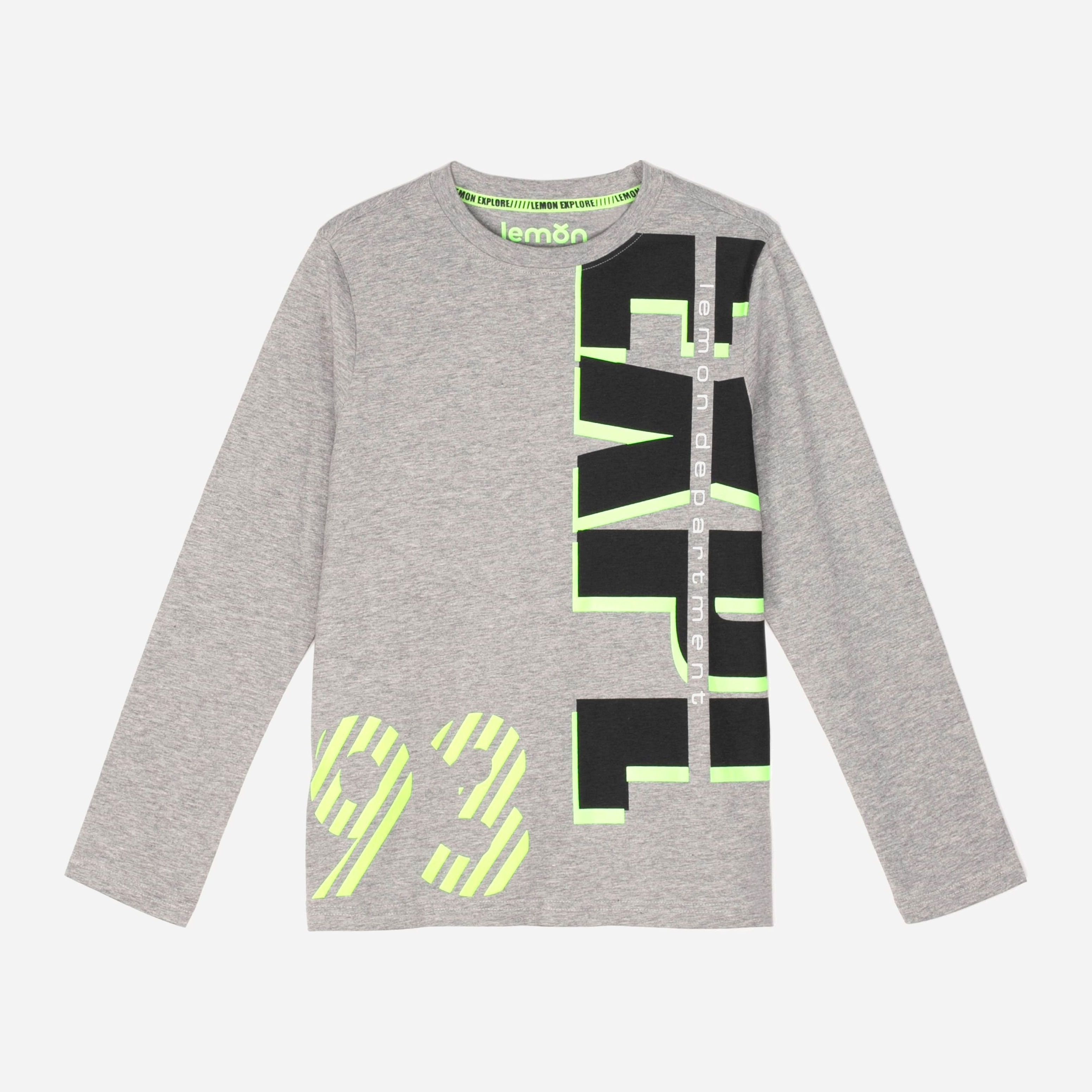 

Футболка с длинными рукавами Lemon Back To School Boy ZL1143101BSB 152 см Серая