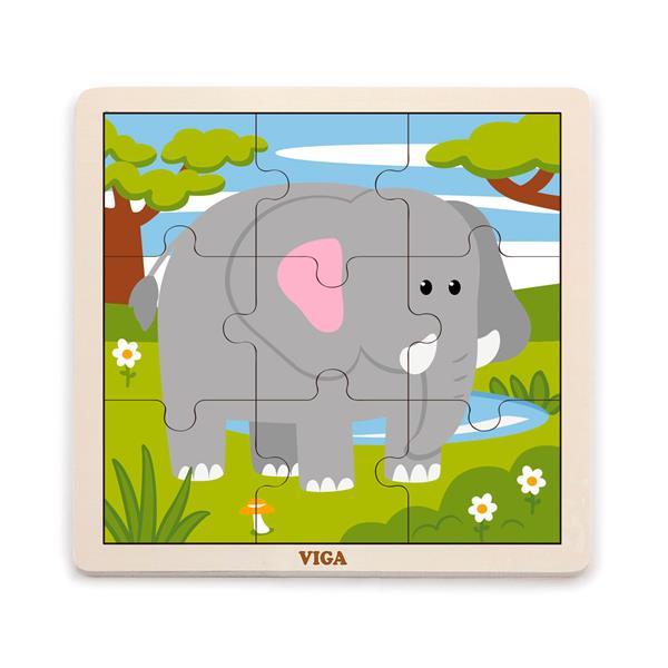

Деревянный пазл Viga Toys Слоник, 9 эл. (OPT2_51441) 23 x 23 x 1 см