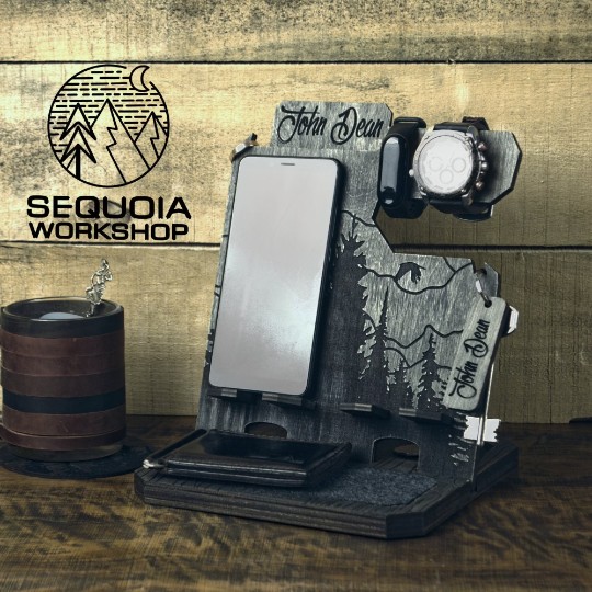 

Именной настольный органайзер Sequoia Workshop Black Wood
