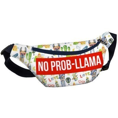 

Сумка бананка на пояс BUMBAG No prob-llama Present бананка поясная сумка на пояс c принтом белая