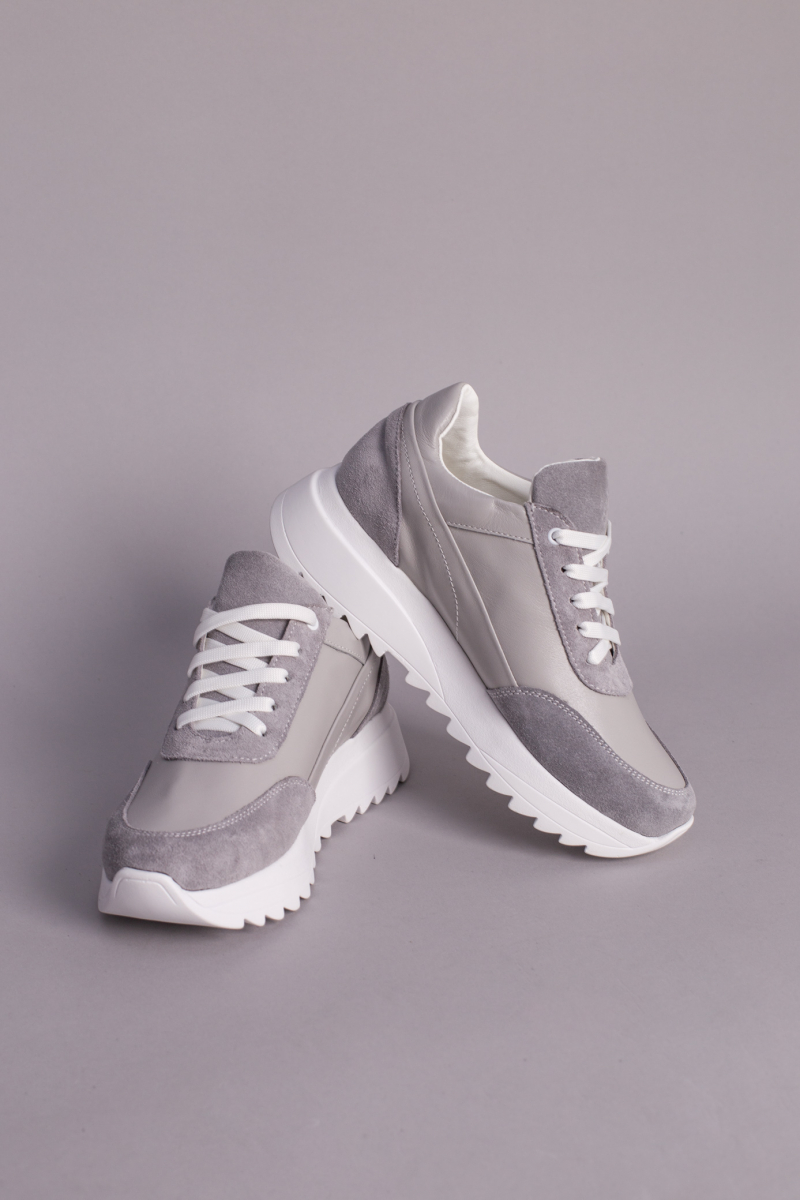 

Кросівки жіночі шкіряні з вставками замші LuxuryShoes 9613/38 (24,5-25 см) Сірі