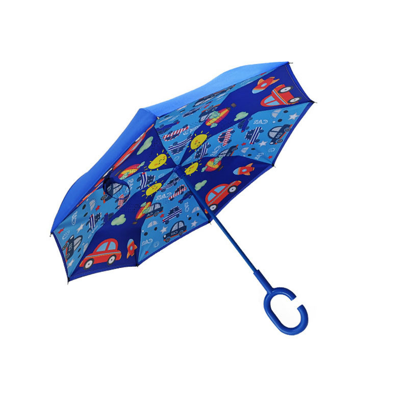 

Детский зонт наоборот Lesko Up-Brella Fun Car-Blue умный обратного сложения для мальчиков (K/OPT2-6950-24756)