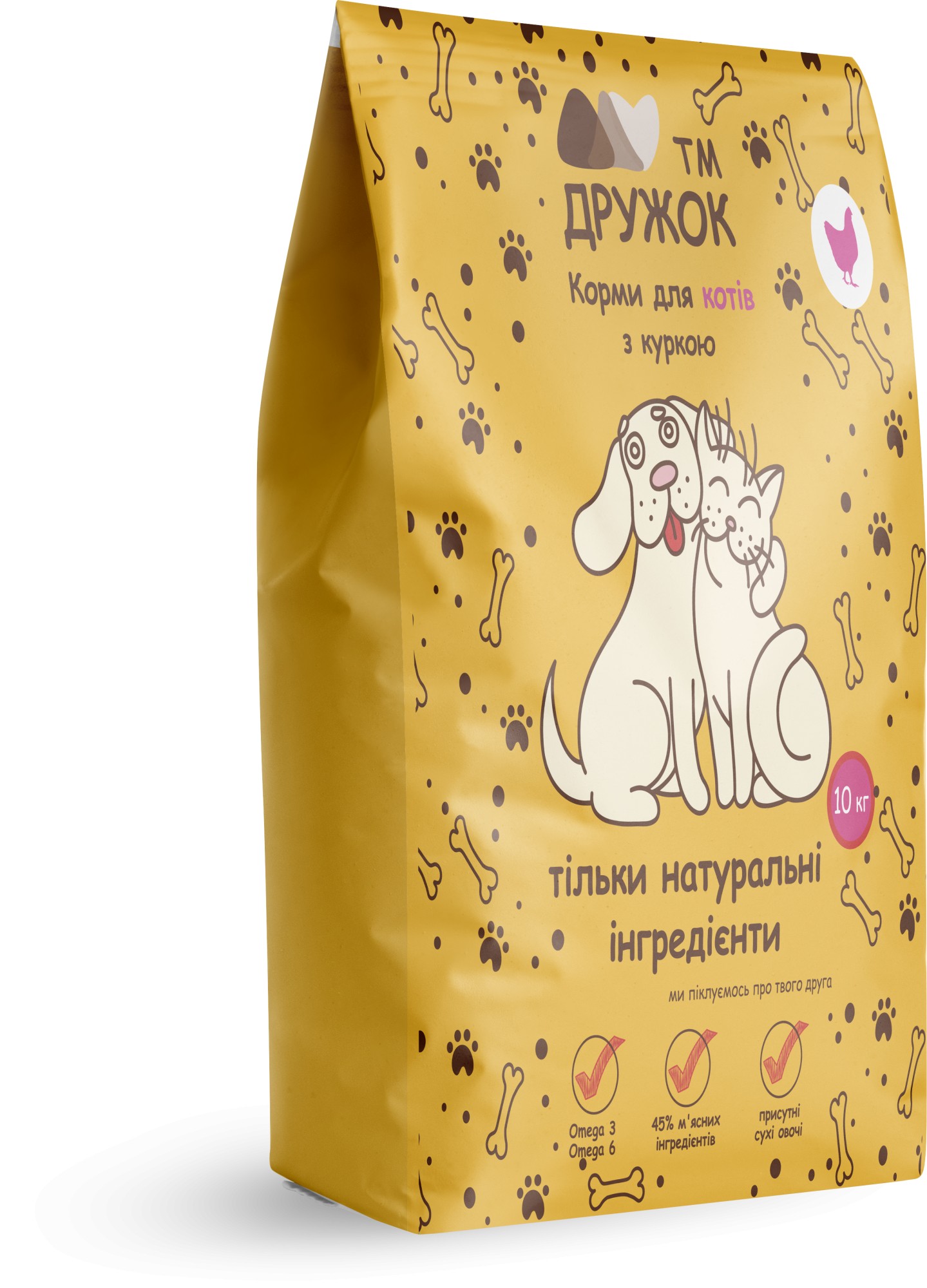 

Корм преміум класу для котів ТМ Дружок зі смаком курки (10кг)