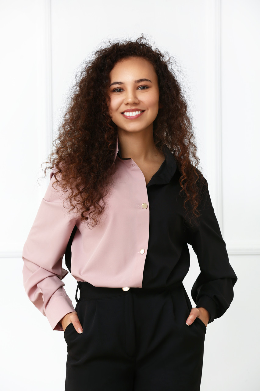 

Двухцветная блуза Fashion Girl "Nikita"  пудровый с черным, Двухцветная блуза Fashion Girl "Nikita" 52 пудровый с черным
