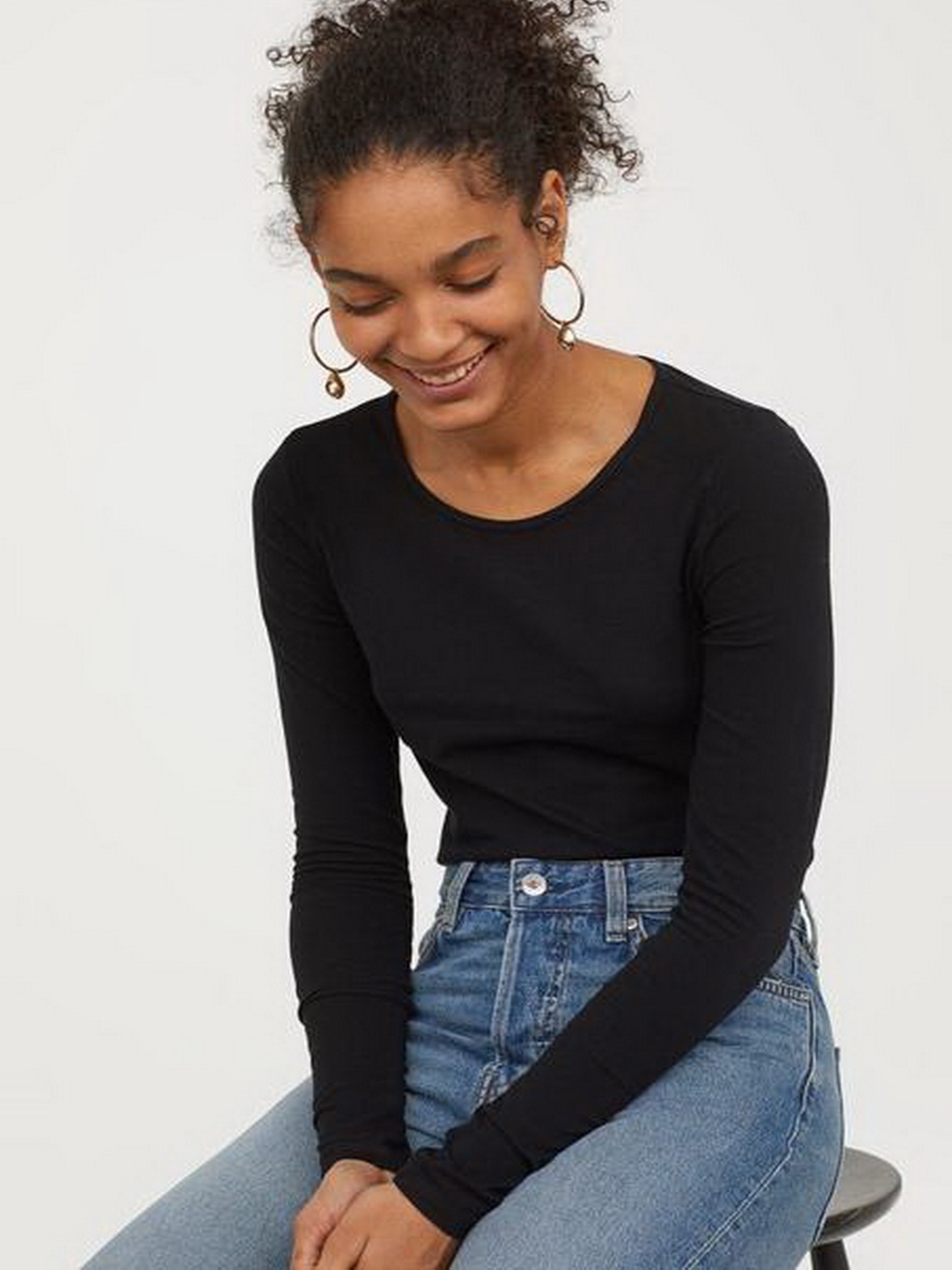 

Лонгслив H&M 0703558-9 L Черный (СА2000001637562)