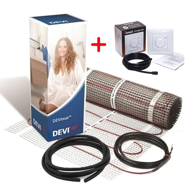 

Нагревательный мат Devi mat 200 Вт (Комплект) 6.2 м / 3.1 м² / 605 Вт
