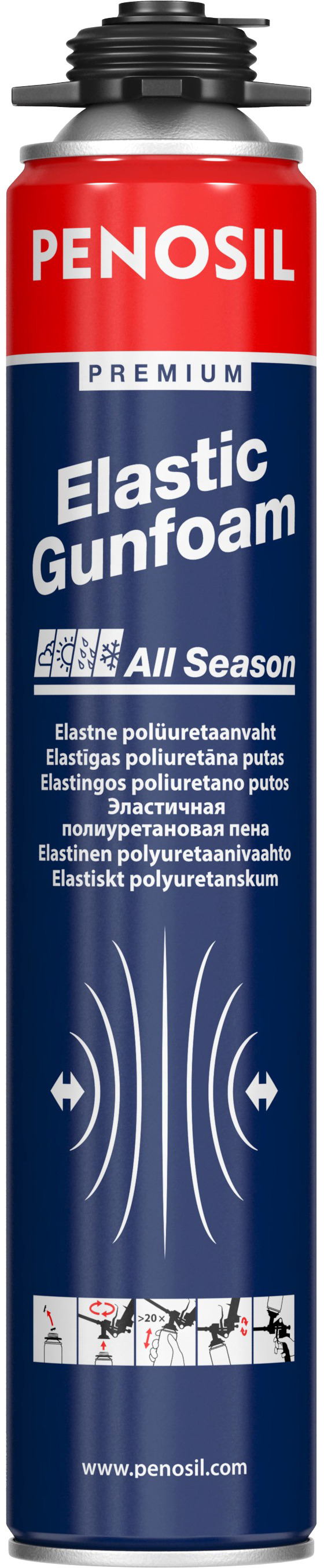 

Пистолетная монтажная пена Penosil Premium Elastic Gunfoam 745 мл (A4423)