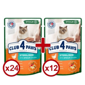 

Клуб 4 лапы Premium Epikur Sterilised корм с курицей в соусе для стерилизованных кошек 36шт