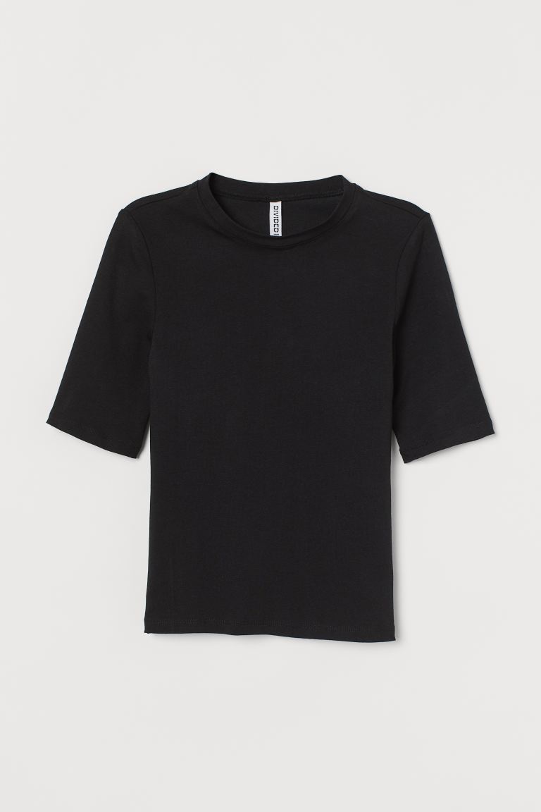 

Трикотажный топ из хлопка H&M  Черный, Трикотажный топ из хлопка H&M XS Черный