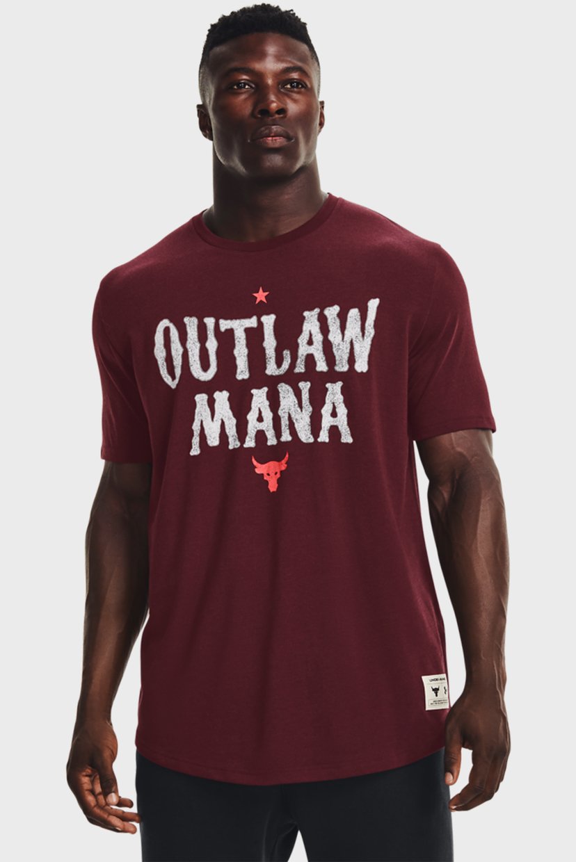 

Мужская бордовая футболка UA Project Rock Outlaw SS Under Armour SM 1369138-626