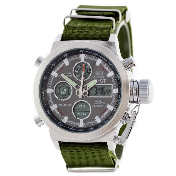 

Часы AMST Silver-Black Green Wristband