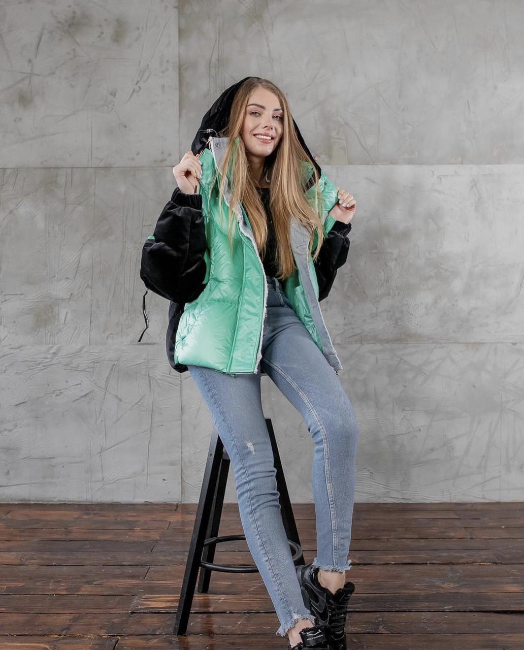 

Женский пуховик в стиле Boho  зелёный, Женский пуховик в стиле Boho S зелёный