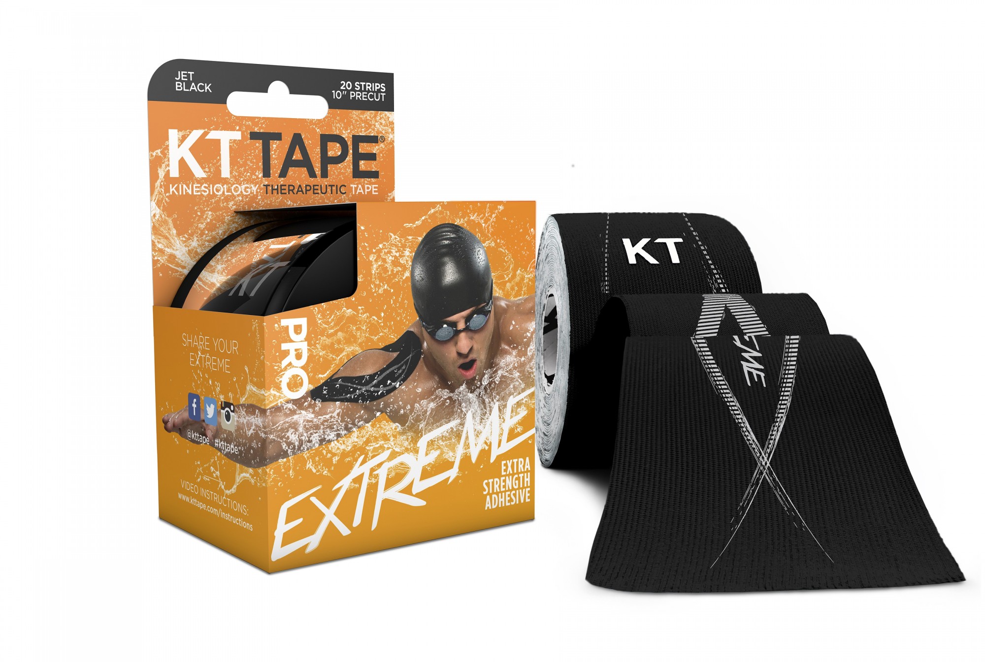 

Кинезио тейп KT TAPE PRO EXTREME SYNTHETIC PRECUT 5смх5м черный